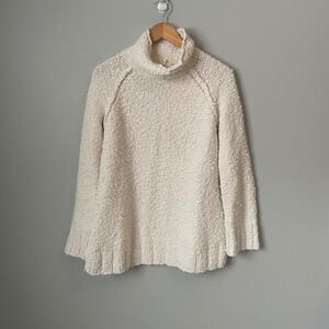 Moth by Anthropologie Textured Knit Turtleneck Sweater Cream Women's Size Small